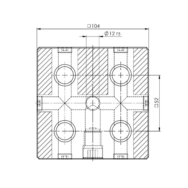 Lang Technik Quick•Point® 52 Grid Plate, 104×104×27 mm, without mounting bores 