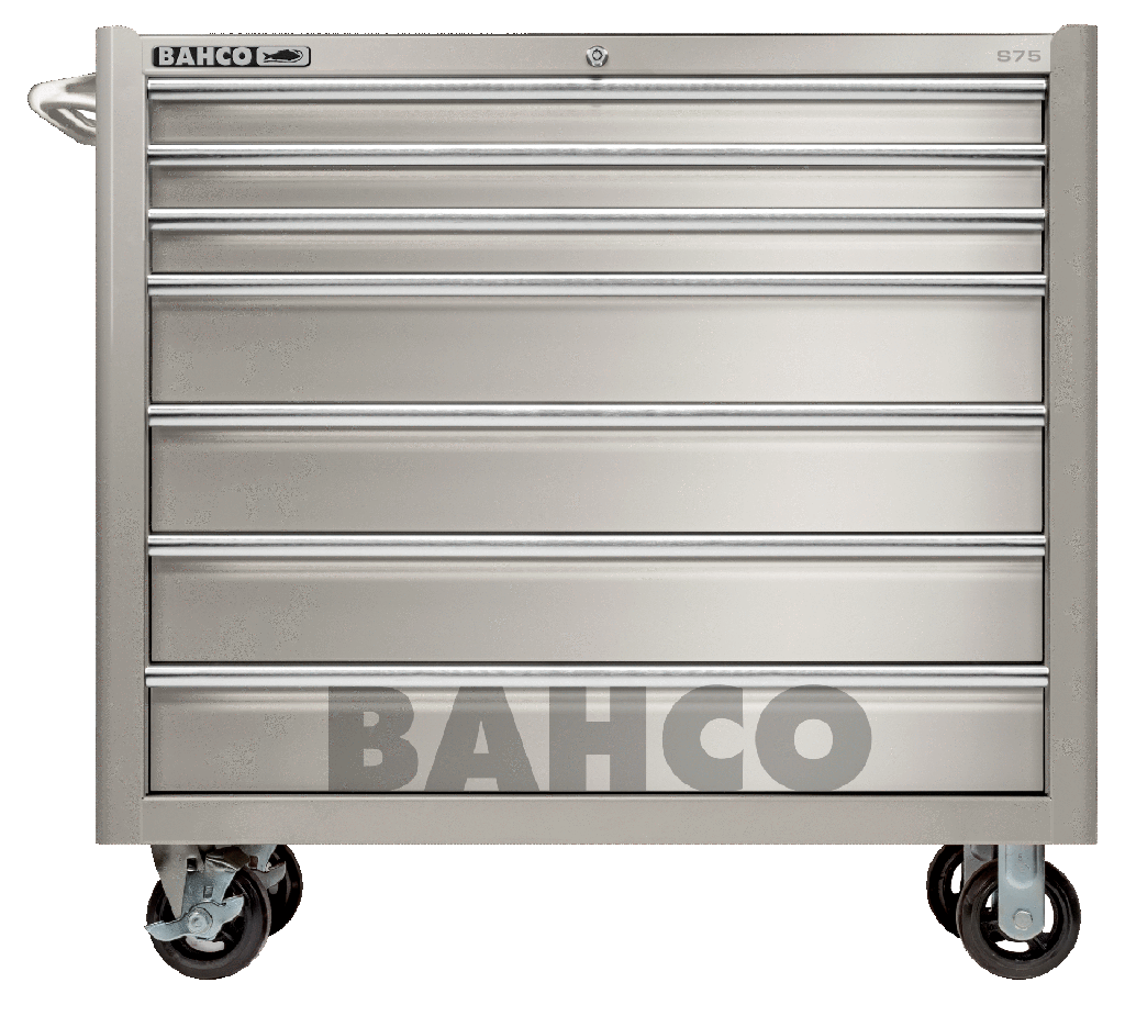 7 Çekmeceli dayanıklı paslanmaz çelik takım arabası. İskelet, çekmeceler, sap ve ayrıca tekerlekler Paslanmaz Çelikten imal edilmiştir