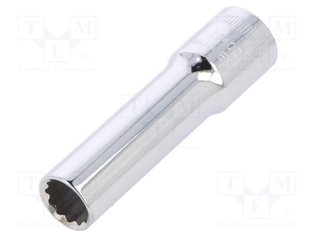 Lokma uzun seri, metrik 3/8” kare şaft. Çift altıgen, metrik ölçülerde