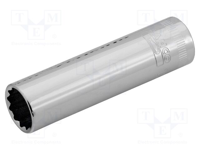 Lokma uzun seri, metrik 3/8” kare şaft. Çift altıgen, metrik ölçülerde