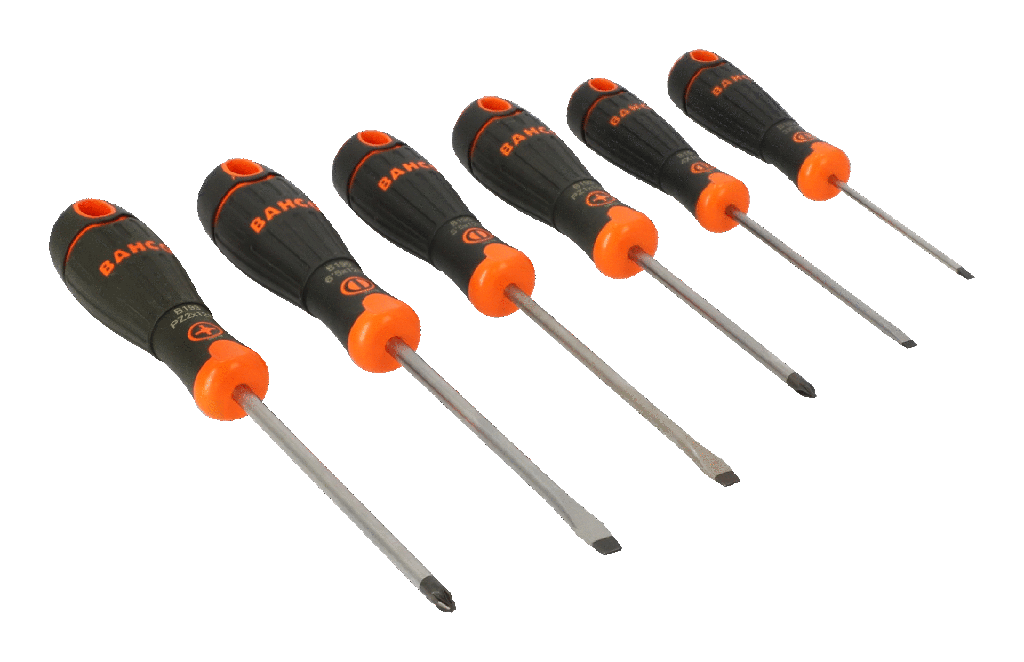 BahcoFit Tornavida seti, 6 parça. Düz ve Pozidriv vidalar için