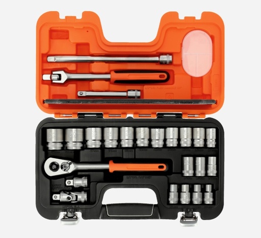 [S240-SPL] Metrik Eğri profilli ve Cırcırlı 1/2" Kare Dinamik Lokma Seti - 24 Adet