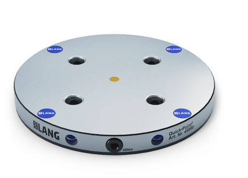 [45890] Quick•Point® 96 Round Plate, Ø 246×27 mm, with mounting bores for machine tables with cross grooves