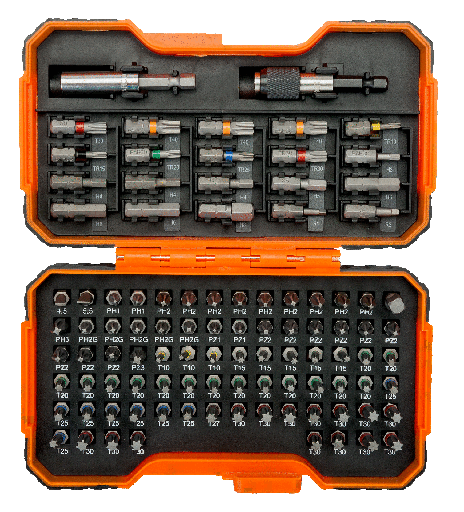 [59/S54BC] Standart Tornavida Bit seti , lokmalar  ve 1/4” Lokma Adaptörü - 54 adet