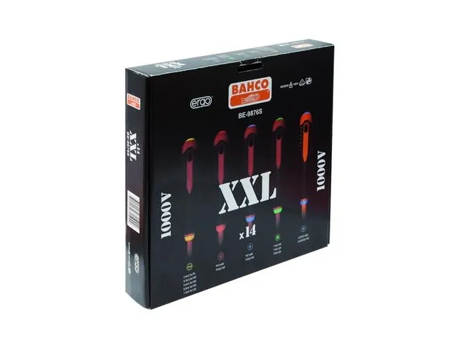 [BE-9876S] ERGO™ izoleli tonavida seti, 14 parça. Düz , Phillips, Pozidriv, TORX® ve Combi PZ başlı vidalar için